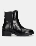 Tommy Hilfiger Кожени боти челси MINIMAL ABRASIVATO CHELSEA в черно с дебел ток FW0FW08764