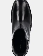 Tommy Hilfiger Кожени боти челси MINIMAL ABRASIVATO CHELSEA в черно с дебел ток FW0FW08764