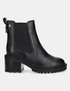 Tommy Hilfiger Кожени боти челси TH LEATHER CHELSEA CLEATED HEEL в черно с дебел ток FW0FW08774