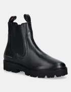 Tommy Hilfiger Кожени боти челси TH LTHR LOW CHELSEA в черно с равна подметка FW0FW08775