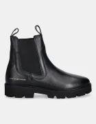 Tommy Hilfiger Кожени боти челси TH LTHR LOW CHELSEA в черно с равна подметка FW0FW08775