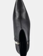 Tommy Hilfiger Кожени боти SQUARE TOE KITTEN BOOTIE в черно с дебел ток FW0FW08768