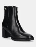 Tommy Hilfiger Кожени боти STACKED HEEL LEATHER ANKLE BOOT