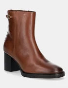 Tommy Hilfiger Кожени боти STACKED HEEL LEATHER ANKLE BOOT