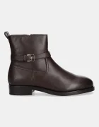 Tommy Hilfiger Кожени боти TH BUCKLE RIDING LEATHER BOOTIE в кафяво с равна подметка FW0FW08781