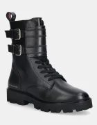 Tommy Hilfiger Кожени боти TH LTHR BIKER LACEUP