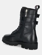 Tommy Hilfiger Кожени боти TH LTHR BIKER LACEUP в черно с равна подметка FW0FW08986