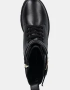 Tommy Hilfiger Кожени боти TH LTHR BIKER LACEUP в черно с равна подметка FW0FW08986