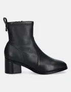 Tommy Hilfiger Кожени боти TH STRETCH LEATHER BOOTIE в черно с дебел ток FW0FW08860