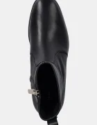 Tommy Hilfiger Кожени боти TH STRETCH LEATHER BOOTIE в черно с дебел ток FW0FW08860