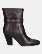 Tommy Hilfiger Кожени боти TH T-STRAP LEATHER POINTY BOOTIE в кафяво с дебел ток FW0FW08984