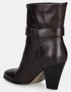 Tommy Hilfiger Кожени боти TH T-STRAP LEATHER POINTY BOOTIE в кафяво с дебел ток FW0FW08984