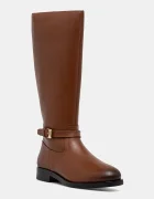 Tommy Hilfiger Кожени ботуши TH BUCKLE RIDING LTHR LONG BOOT
