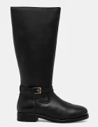 Tommy Hilfiger Кожени ботуши TH BUCKLE RIDING LTHR LONG BOOT в черно с равна подметка FW0FW08873