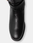 Tommy Hilfiger Кожени ботуши TH BUCKLE RIDING LTHR LONG BOOT в черно с равна подметка FW0FW08873