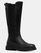 Tommy Hilfiger Кожени ботуши TH LTHR CLEATED LONG BOOT в черно с равна подметка FW0FW08985