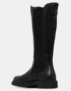 Tommy Hilfiger Кожени ботуши TH LTHR CLEATED LONG BOOT в черно с равна подметка FW0FW08985
