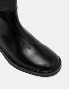Tommy Hilfiger Кожени ботуши TH MINIMAL ABRASIVATO LONG BOOT в черно с дебел ток FW0FW08979
