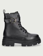Tommy Hilfiger кубинки дамски от кожа LEATHER TH BUCKLED LACE-UP BOOT черни FW0FW09550