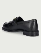 Tommy Hilfiger мокасини дамски от кожа TH CHAIN FRINGE LEATHER LOAFER черни FW0FW09668