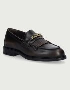 Tommy Hilfiger мокасини дамски от кожа TH CHAIN FRINGE LEATHER LOAFER кафяви FW0FW09668