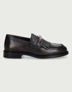 Tommy Hilfiger мокасини дамски от кожа TH CHAIN FRINGE LEATHER LOAFER кафяви FW0FW09668