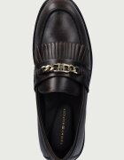 Tommy Hilfiger мокасини дамски от кожа TH CHAIN FRINGE LEATHER LOAFER кафяви FW0FW09668