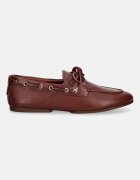 Tommy Hilfiger мокасини дамски от кожа TH SLEEK LEATHER BOAT SHOE бордо FW0FW09148
