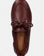 Tommy Hilfiger мокасини дамски от кожа TH SLEEK LEATHER BOAT SHOE бордо FW0FW09148