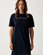 Tommy Hilfiger нощница дамска от памук тъмносиня UW0UW06689