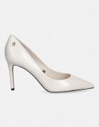 Tommy Hilfiger обувки с ток от кожа ESSENTIAL POINTED PUMP бели FW0FW09362