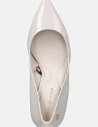 Tommy Hilfiger обувки с ток от кожа ESSENTIAL POINTED PUMP бели FW0FW09362