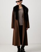 Tommy Hilfiger палто дамско с вълна кафяво WW0WW51105