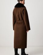 Tommy Hilfiger палто дамско с вълна кафяво WW0WW51105