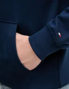 Tommy Hilfiger Памучен суичър в тъмносиньо с качулка с изчистен дизайн MW0MW39151