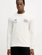 Tommy Hilfiger Памучна блуза с дълги ръкави в бежово с принт MW0MW41467
