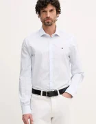 Tommy Hilfiger Памучна риза в синьо с кройка по тялото с италианска яка MW0MW41657