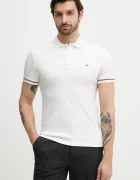 Tommy Hilfiger Памучна тениска с яка в бяло с апликация MW0MW41612