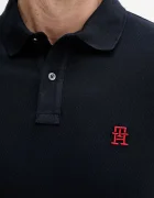 Tommy Hilfiger Памучна тениска с яка в тъмносиньо с апликация MW0MW33167