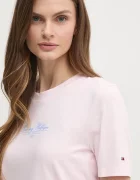 Tommy Hilfiger Памучна тениска в розово WW0WW45428