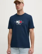 Tommy Hilfiger Памучна тениска в тъмносиньо с апликация MW0MW38628