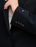 Tommy Hilfiger Памучно сако в тъмносиньо с едно копче с изчистен дизайн WW0WW46808
