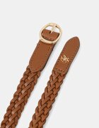 Tommy Hilfiger плетен колан дамски от кожа кафяв AW0AW18696