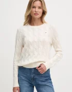 Tommy Hilfiger пуловер дамски от вълна бежов WW0WW43586