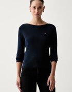Tommy Hilfiger пуловер дамски с памук тъмносин WW0WW50107