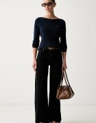 Tommy Hilfiger пуловер дамски с памук тъмносин WW0WW50107