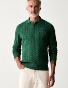 Tommy Hilfiger пуловер мъжки от памук зелен MW0MW41955