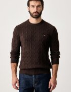 Tommy Hilfiger пуловер мъжки от вълна кафяв MW0MW40442