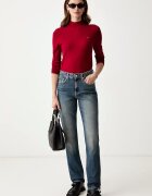 Tommy Hilfiger пуловер с ниско поло дамски с памук червен WW0WW51383