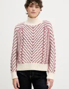 Tommy Hilfiger Пуловер с вълна в червено от топла материя с поло WW0WW46410